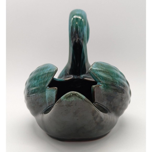 Blue Mountain Pottery Swan Planter Drip Glaze Blue Green Black Redware Vintage - Picture 5 of 12